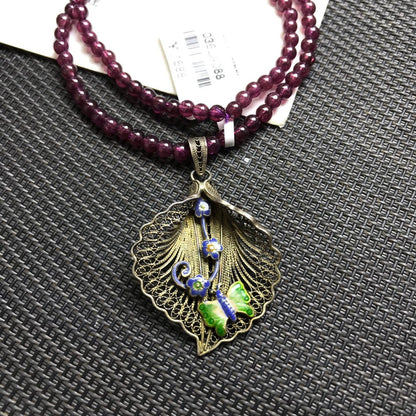Garnet Ginkgo Leaf Bracelet - jewelry - weilin.com