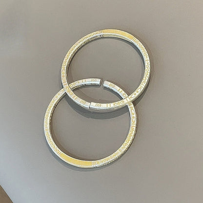 Gold - painted totem pattern ethnic style sterling silver bracelet - jewelry - weilin.com