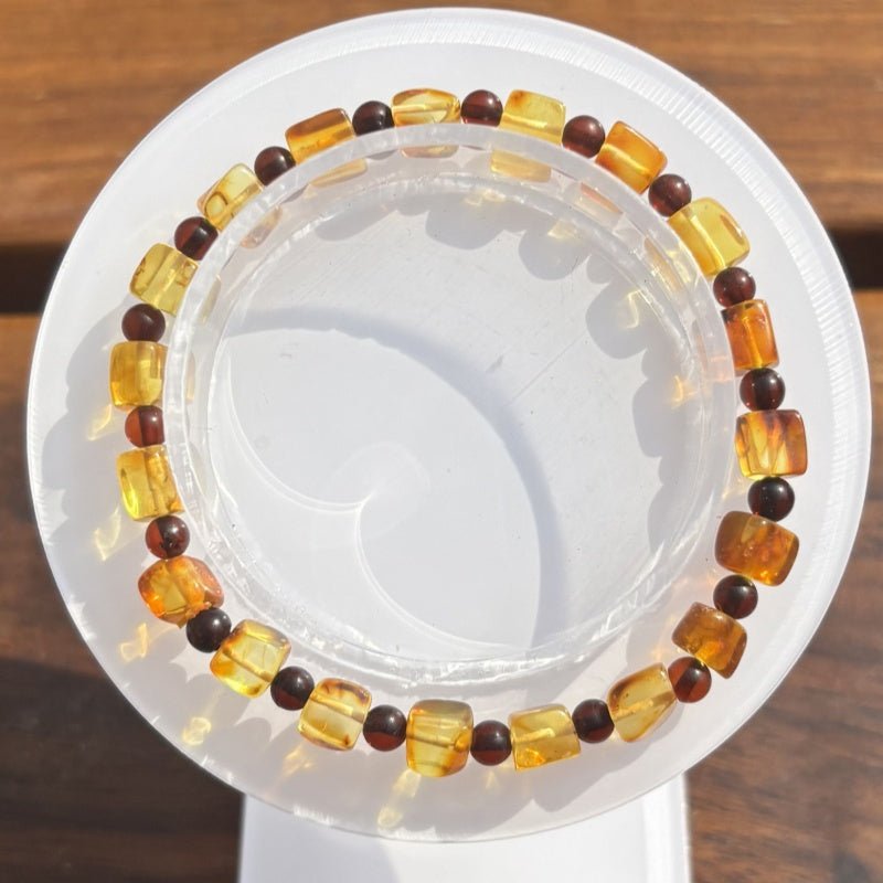 Golden amber square bracelet - jewelry - weilin.com