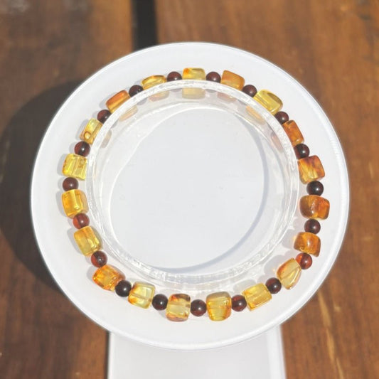Golden amber square bracelet - jewelry - weilin.com