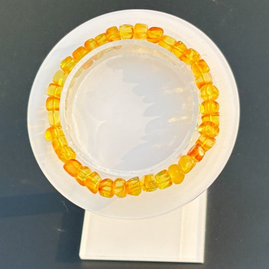 Golden amber square bracelet - jewelry - weilin.com