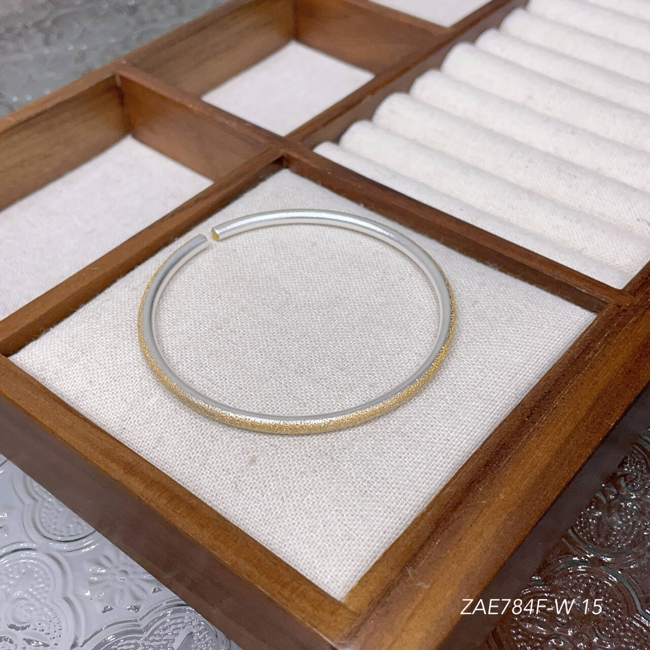 Golden Sand Round Stick Sterling Silver Bracelet - jewelry - weilin.com