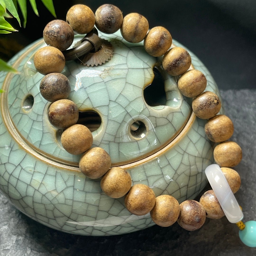 Gray Agarwood Dzi Beads Handheld - jewelry - weilin.com