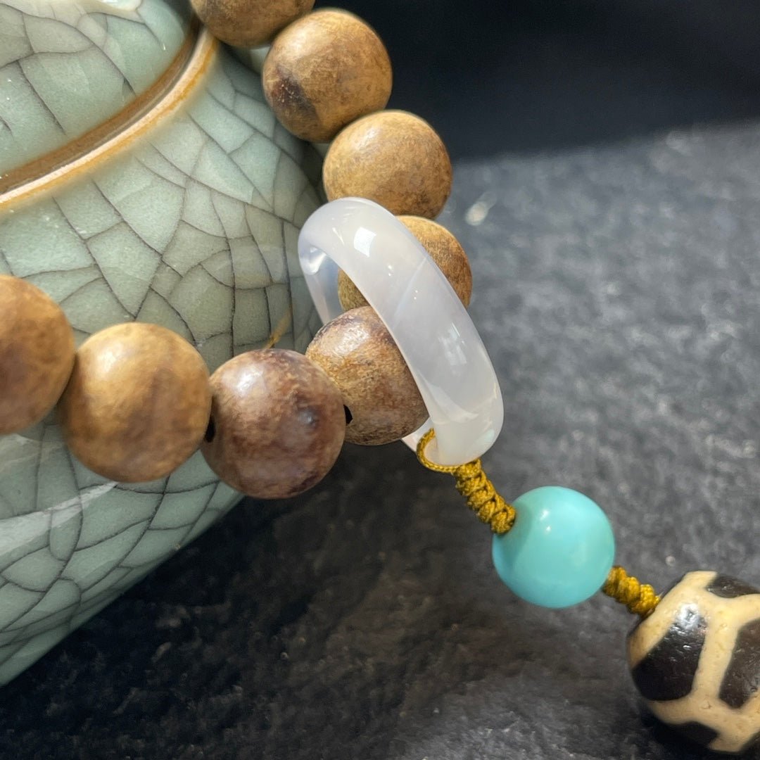 Gray Agarwood Dzi Beads Handheld - jewelry - weilin.com