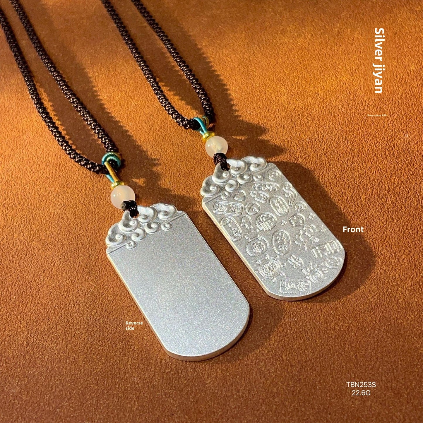 Guanyin Sterling Silver Pendant Braided Rope Necklace - jewelry - weilin.com