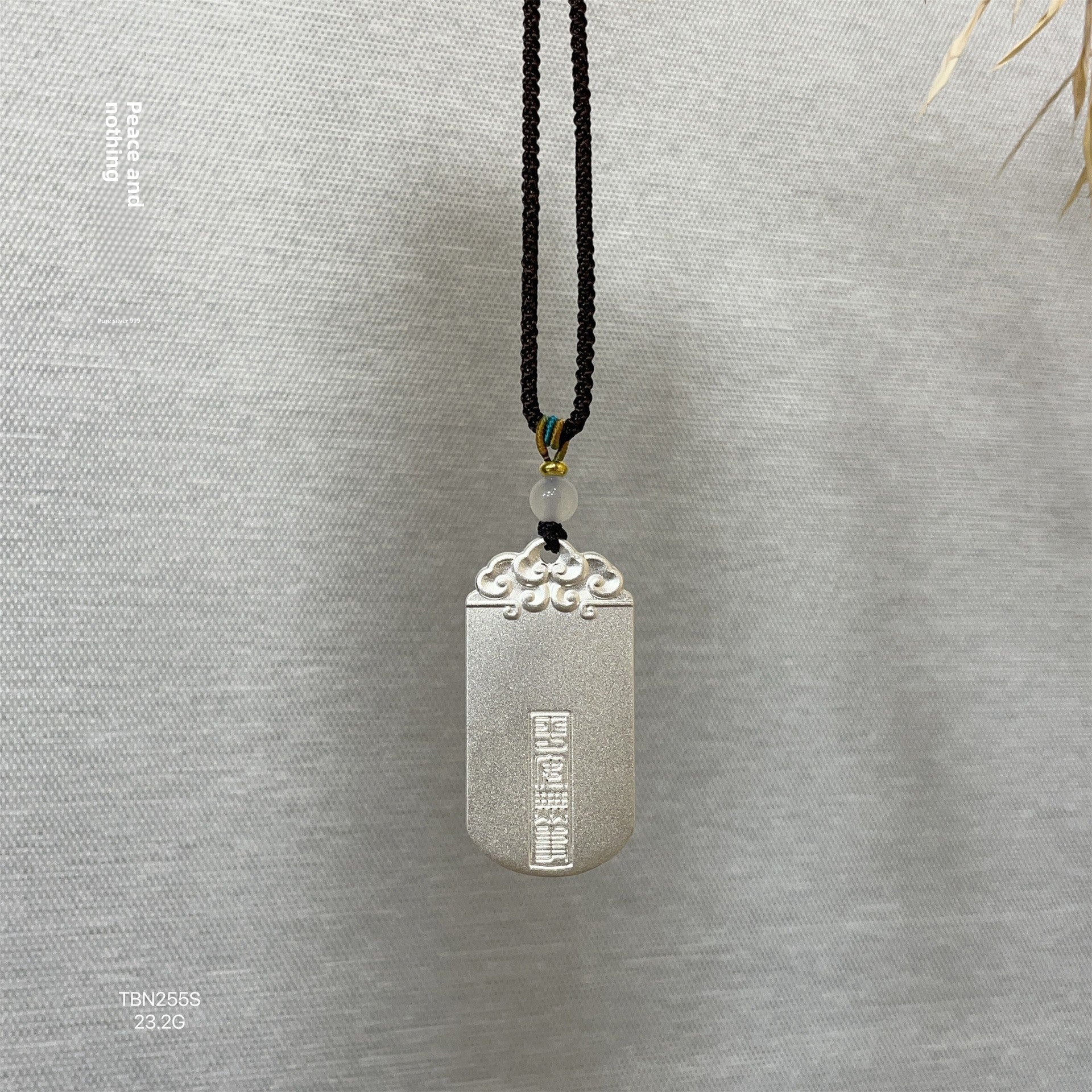 Guanyin Sterling Silver Pendant Braided Rope Necklace - jewelry - weilin.com