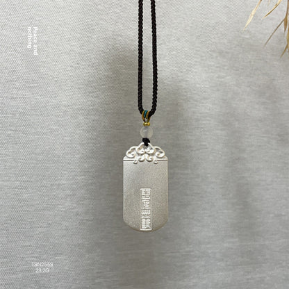 Guanyin Sterling Silver Pendant Braided Rope Necklace - jewelry - weilin.com