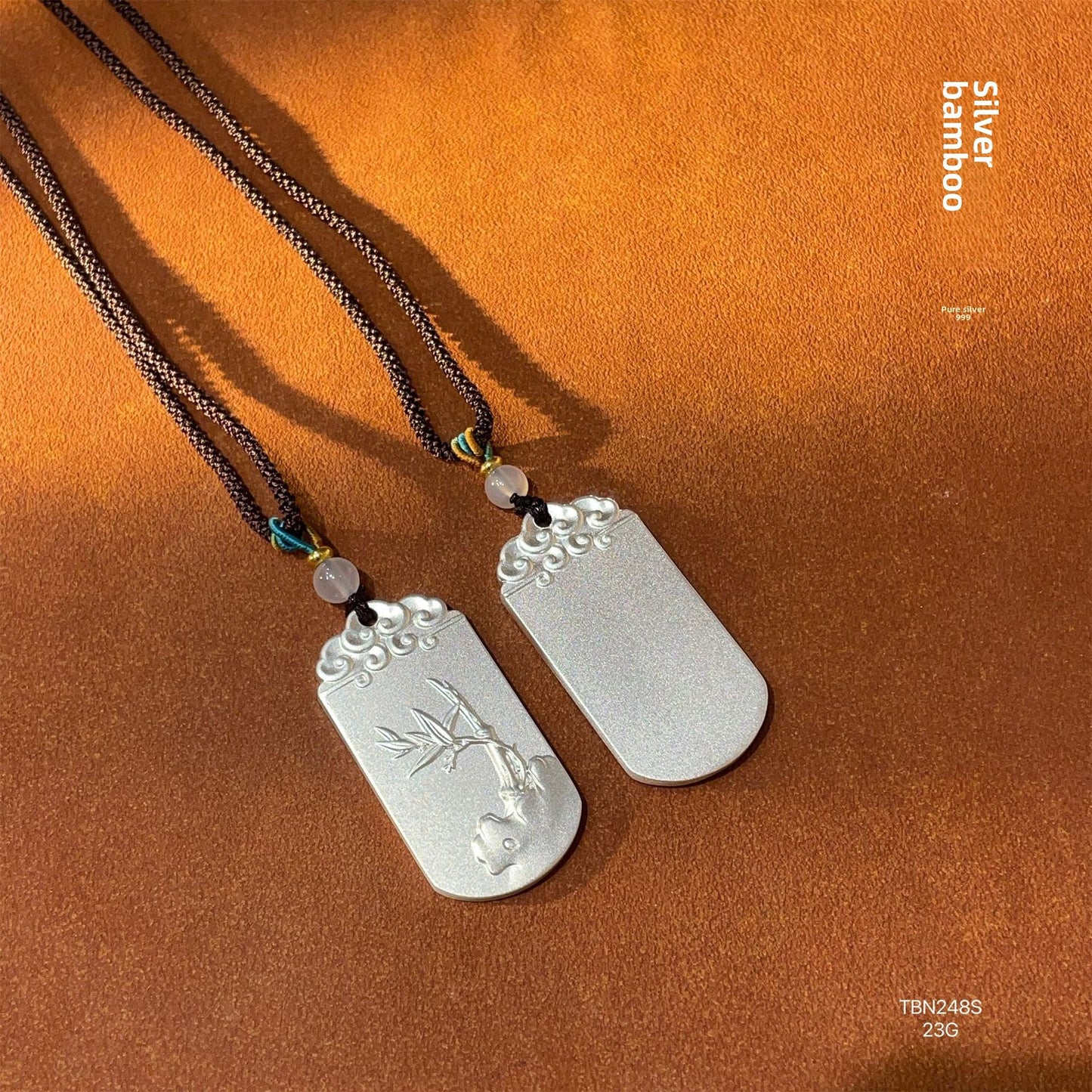 Guanyin Sterling Silver Pendant Braided Rope Necklace - jewelry - weilin.com