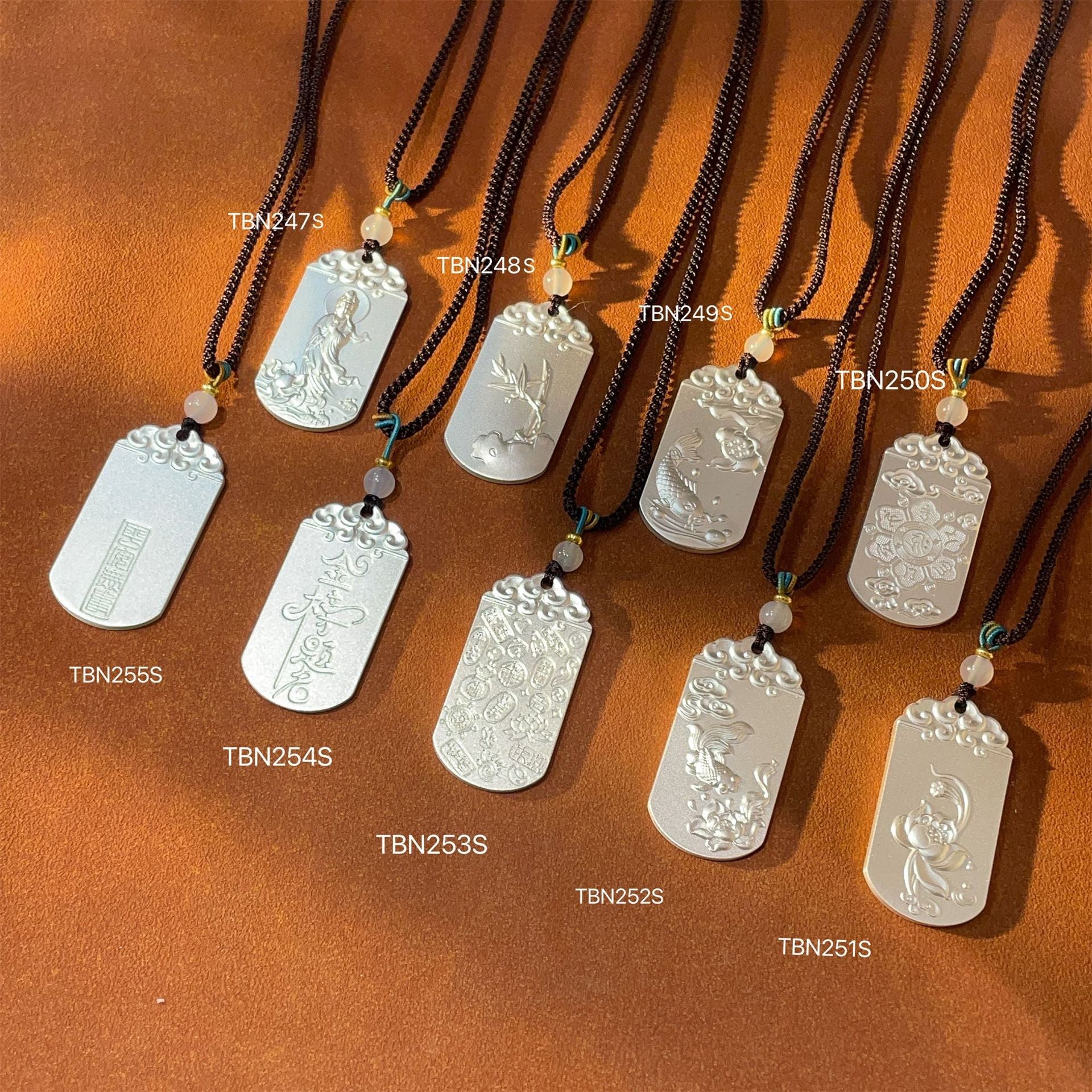 Guanyin Sterling Silver Pendant Braided Rope Necklace - jewelry - weilin.com