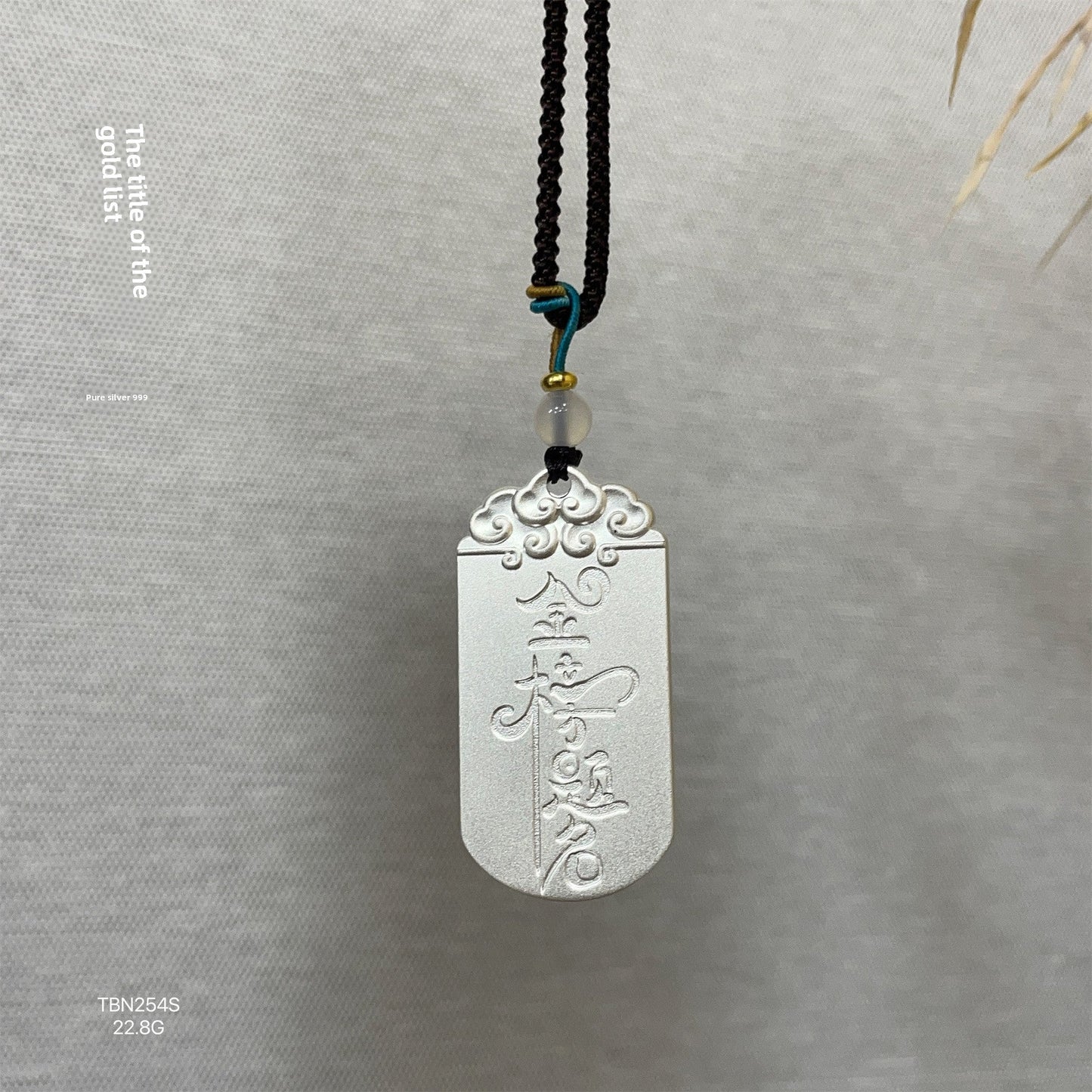 Guanyin Sterling Silver Pendant Braided Rope Necklace - jewelry - weilin.com