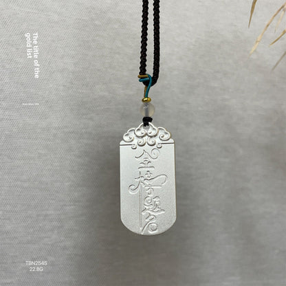 Guanyin Sterling Silver Pendant Braided Rope Necklace - jewelry - weilin.com