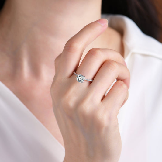 Half - wall shining single zircon ring - jewelry - weilin.com