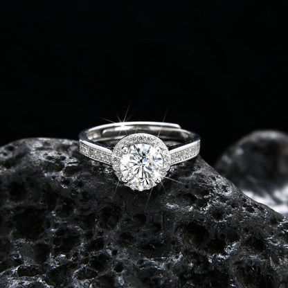 Half Wall Sparkling Cubic Zirconia Round Bezel Ring - jewelry - weilin.com
