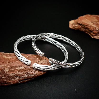 Hand Woven Solid Sterling Silver Bracelet - jewelry - weilin.com
