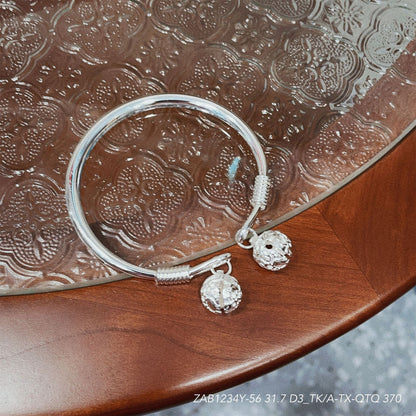Hanging bell antique sterling silver bracelet - jewelry - weilin.com