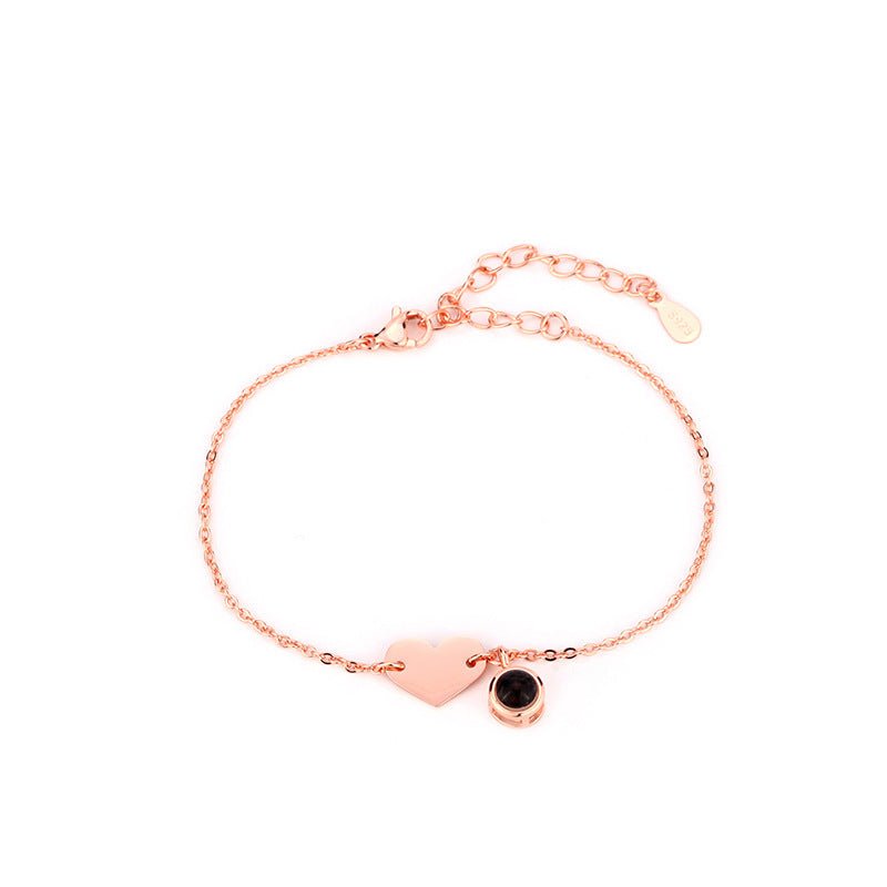 Heart - shaped engraved language projection bracelet - jewelry - weilin.com