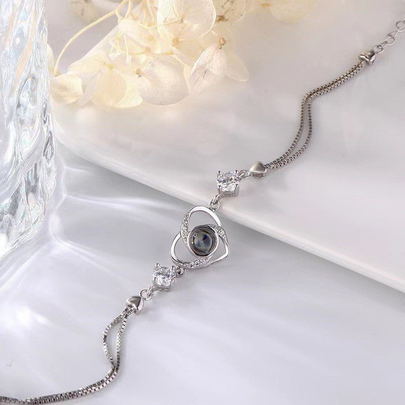 Heart - shaped zirconia photo projection bracelet - jewelry - weilin.com