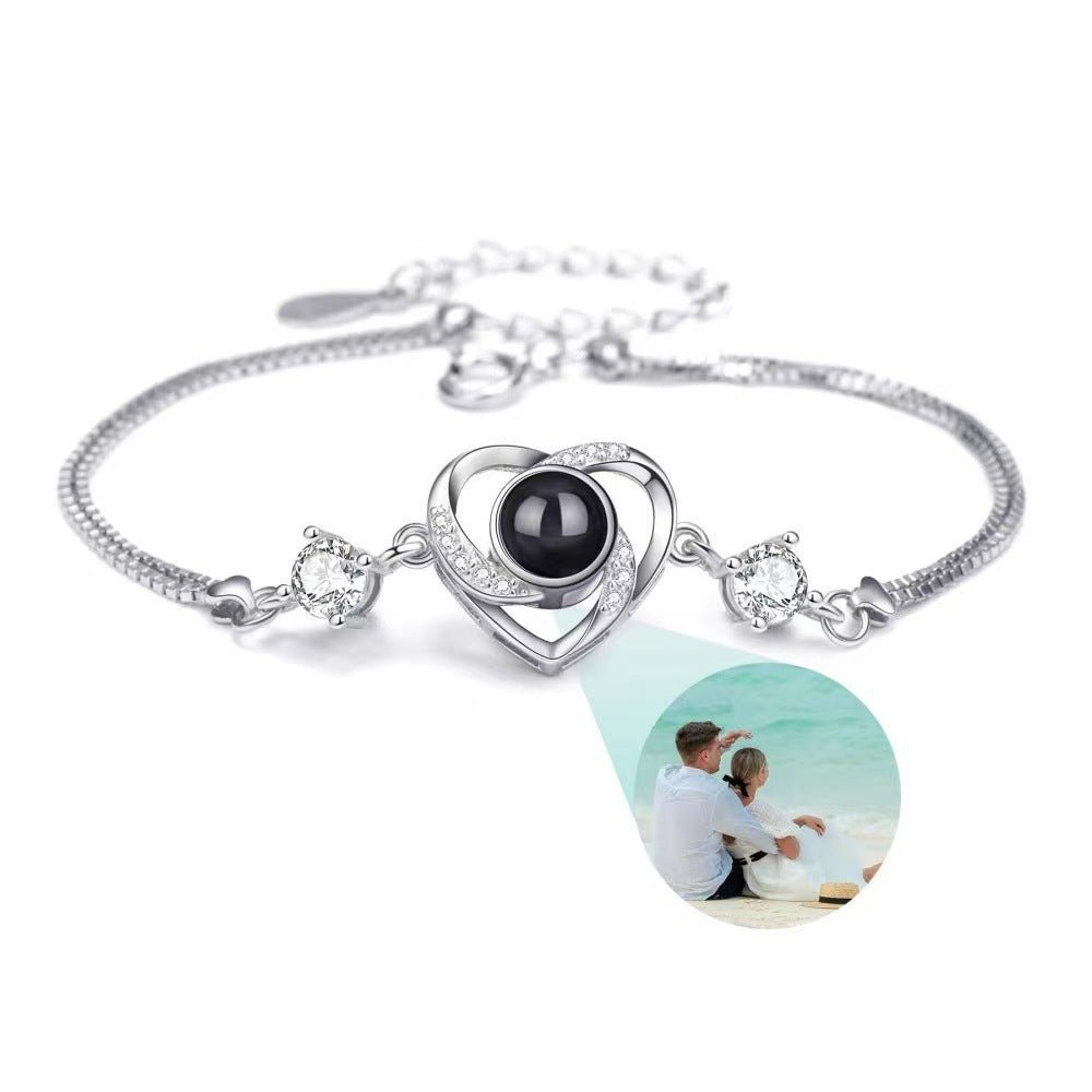 Heart - shaped zirconia photo projection bracelet - jewelry - weilin.com
