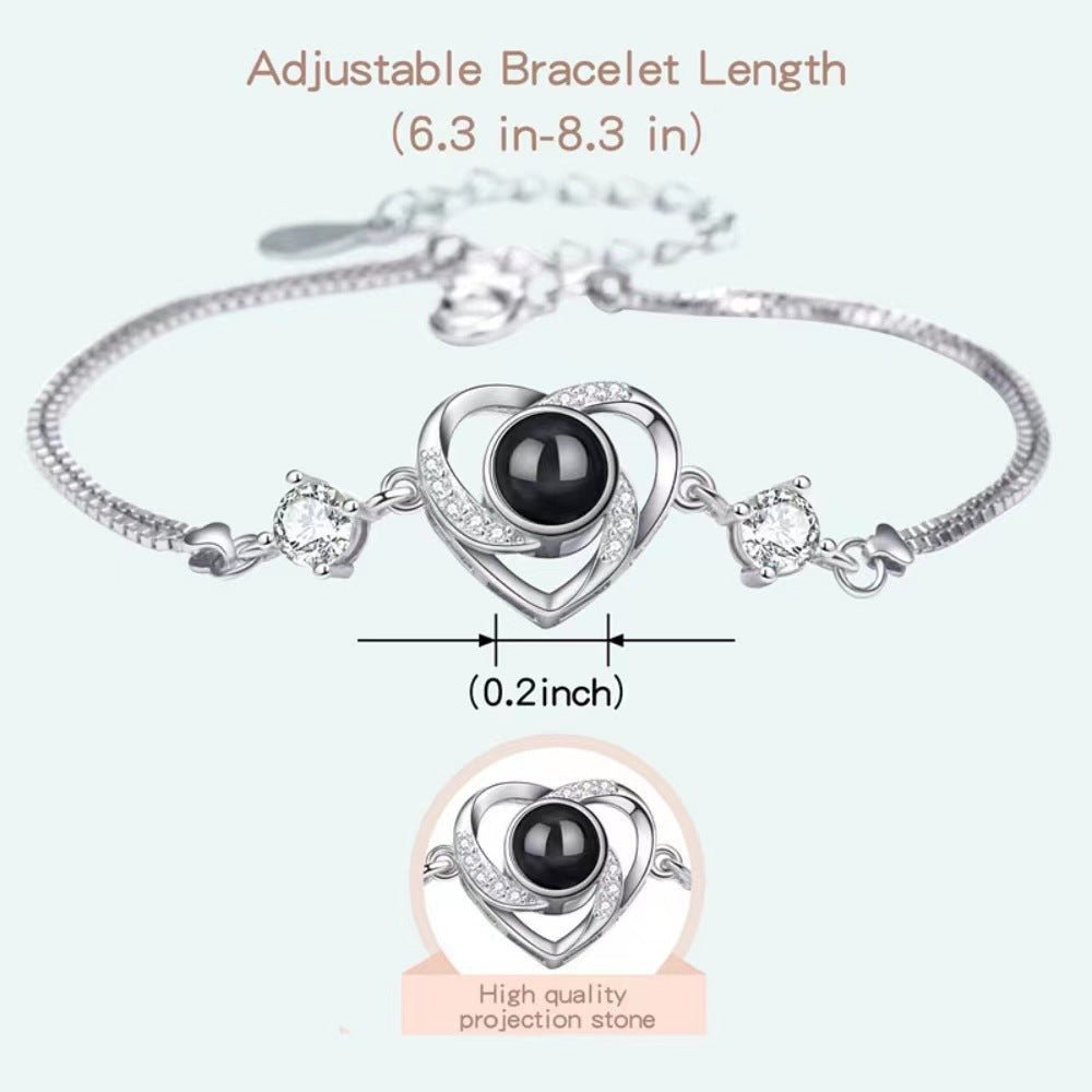 Heart - shaped zirconia photo projection bracelet - jewelry - weilin.com