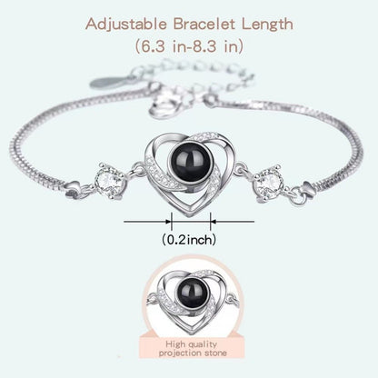 Heart - shaped zirconia photo projection bracelet - jewelry - weilin.com