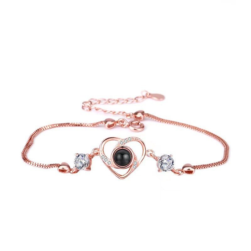 Heart - shaped zirconia photo projection bracelet - jewelry - weilin.com