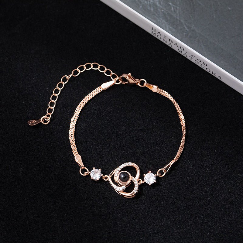 Heart - shaped zirconia photo projection bracelet - jewelry - weilin.com