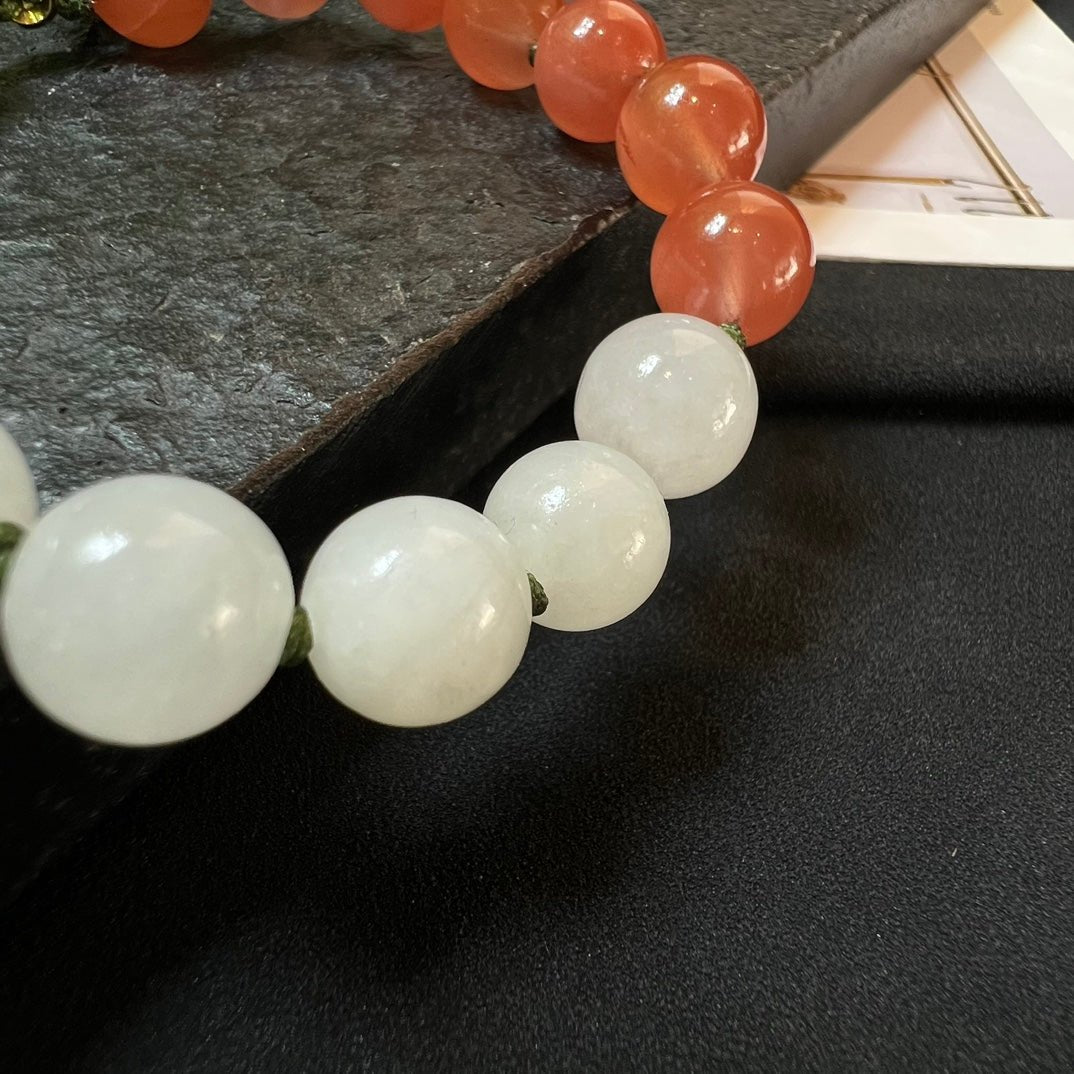 Hetian jade Nanhong braided rope bracelet - jewelry - weilin.com