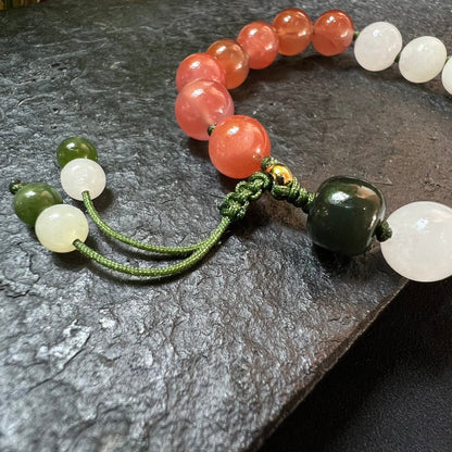 Hetian jade Nanhong braided rope bracelet - jewelry - weilin.com