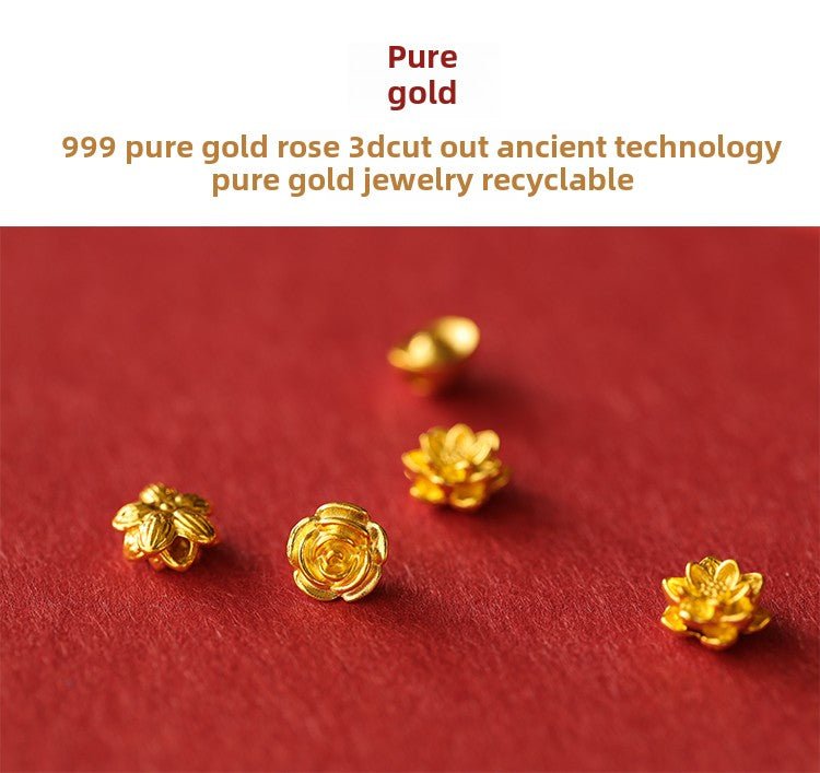 High - end Chinese style cinnabar bracelet pure gold rose bracelet - jewelry - weilin.com