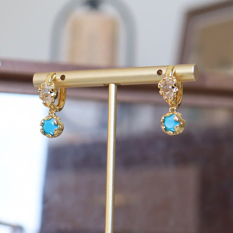 High - end design turquoise earrings - jewelry - weilin.com
