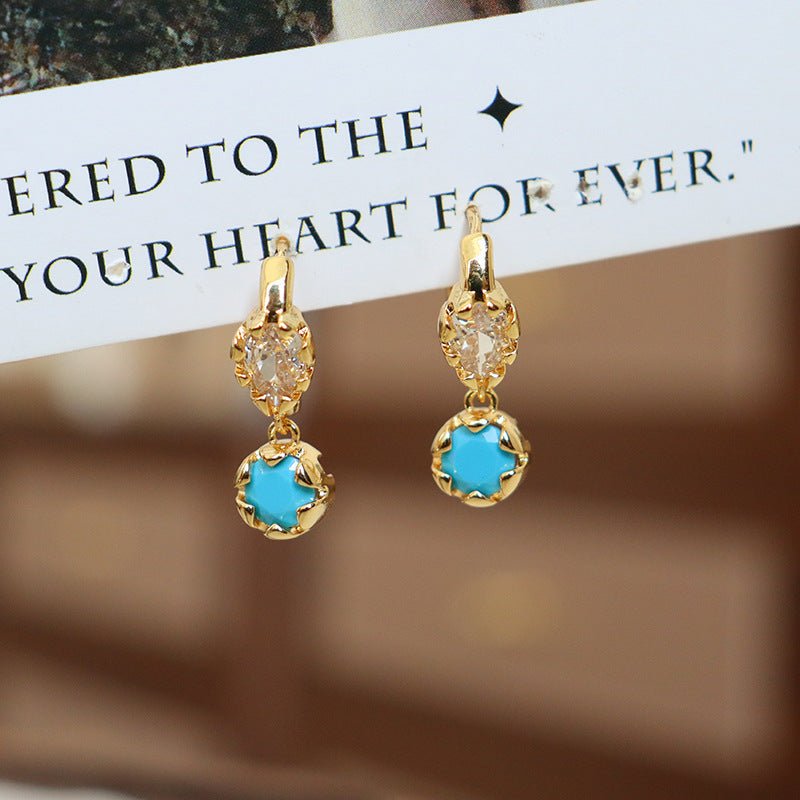 High - end design turquoise earrings - jewelry - weilin.com