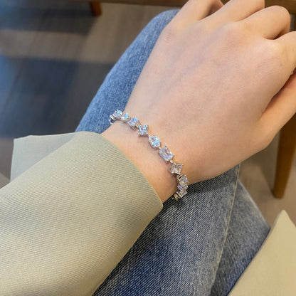 High - end elegant sterling silver full diamond zircon bracelet - jewelry - weilin.com