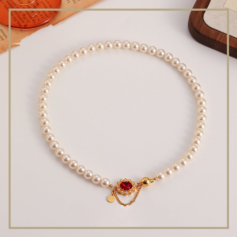 High - end exquisite retro magnetic clasp pearl necklace - jewelry - weilin.com