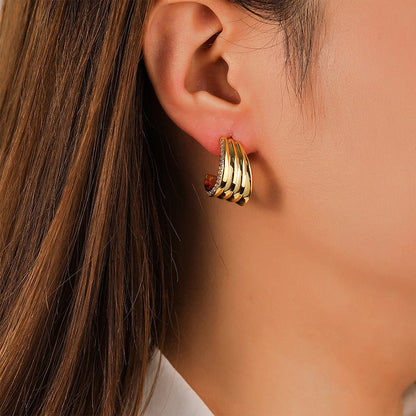 High - end fashion geometric zircon earrings - jewelry - weilin.com