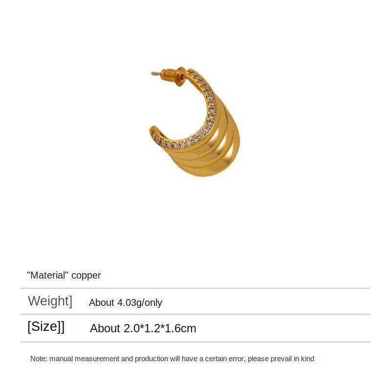 High - end fashion geometric zircon earrings - jewelry - weilin.com