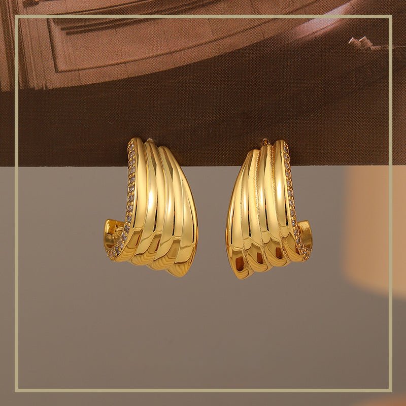 High - end fashion geometric zircon earrings - jewelry - weilin.com