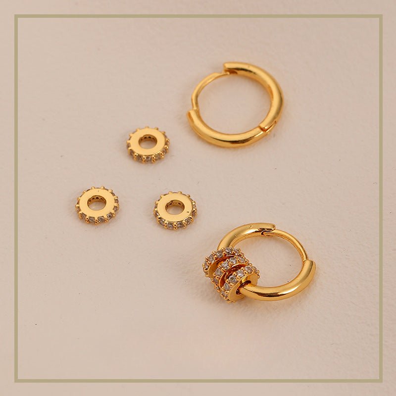 High - end fashion multi - wear zircon hoop earrings - jewelry - weilin.com