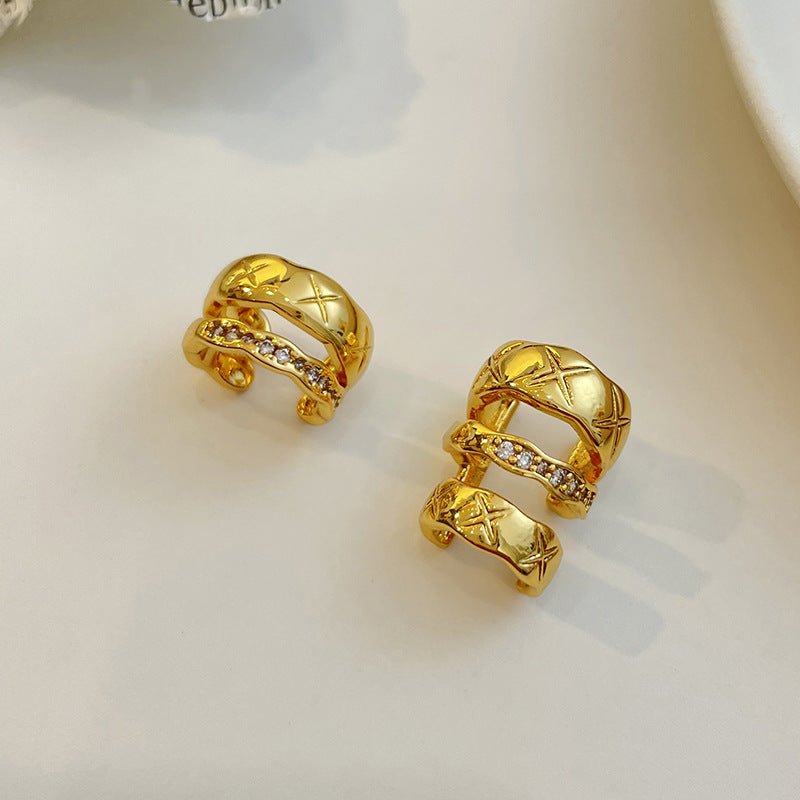 High - end fashion zircon ear bone clip earrings for non - pierced ears - jewelry - weilin.com