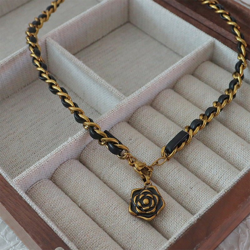 High - end leather string pendant necklace - jewelry - weilin.com