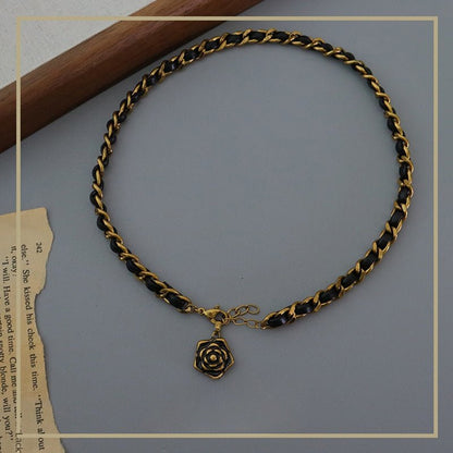 High - end leather string pendant necklace - jewelry - weilin.com