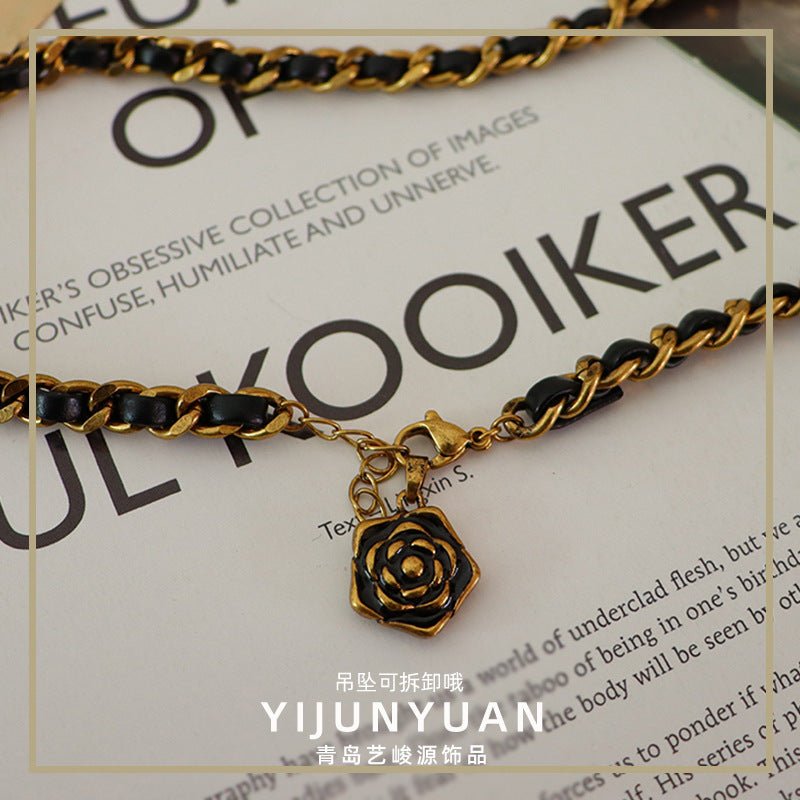 High - end leather string pendant necklace - jewelry - weilin.com