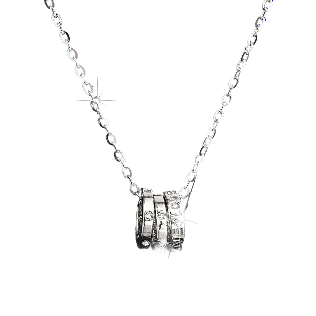 High - end luxury design diamond three - ring necklace - jewelry - weilin.com