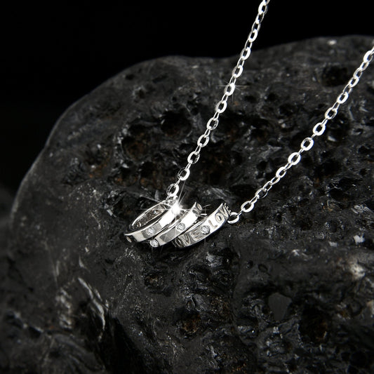 High - end luxury design diamond three - ring necklace - jewelry - weilin.com