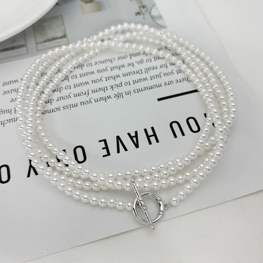High - end multi - layer imitation pearl necklace - jewelry - weilin.com