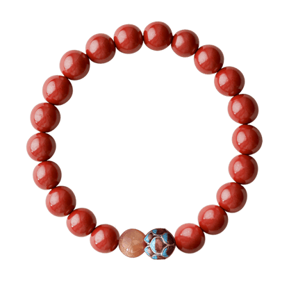 High - end new Chinese style cinnabar ancient silver burning blue lotus bracelet Buddhist beads - jewelry - weilin.com