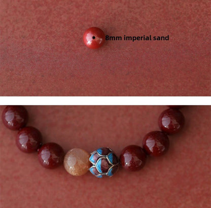 High - end new Chinese style cinnabar ancient silver burning blue lotus bracelet Buddhist beads - jewelry - weilin.com