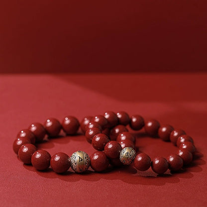 High - end new Chinese style cinnabar purple gold sand bracelet men's silver six - word mantra bracelet - jewelry - weilin.com