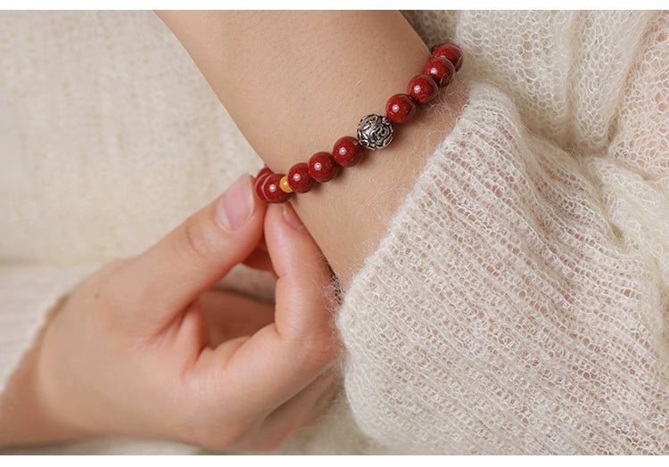 High - end new Chinese style purple gold sand cinnabar red sand bracelet handmade silver bracelet - jewelry - weilin.com