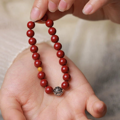 High - end new Chinese style purple gold sand cinnabar red sand bracelet handmade silver bracelet - jewelry - weilin.com