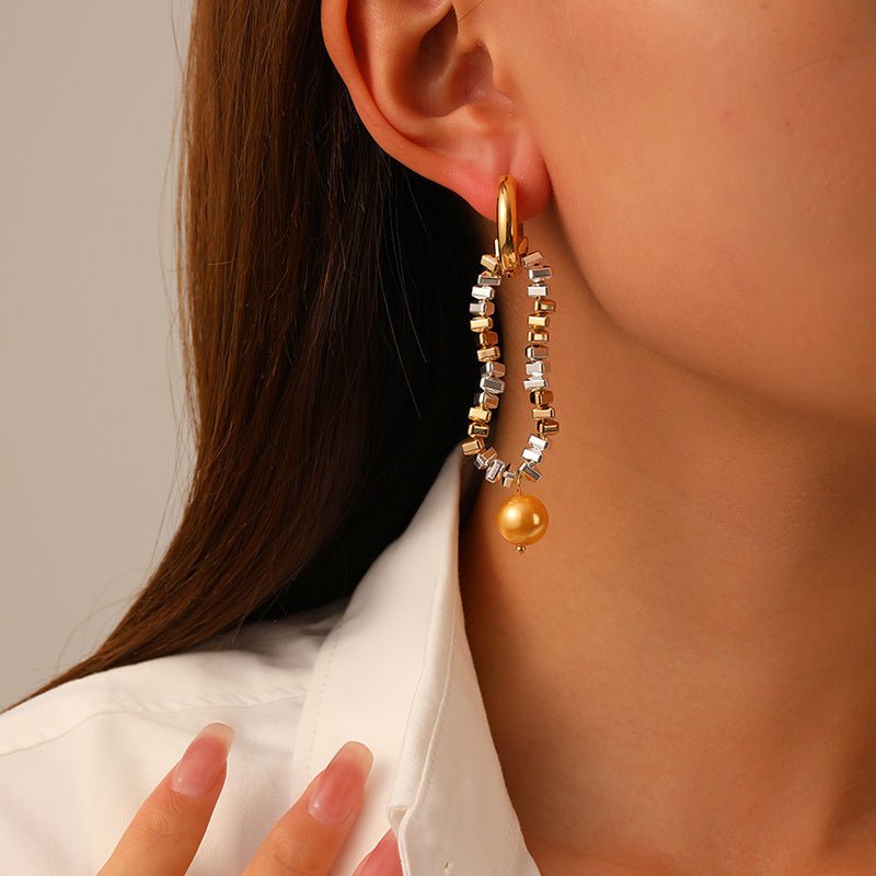 High - end personalized design silver pearl earrings - jewelry - weilin.com